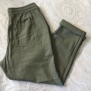 Tie linen ankle pant